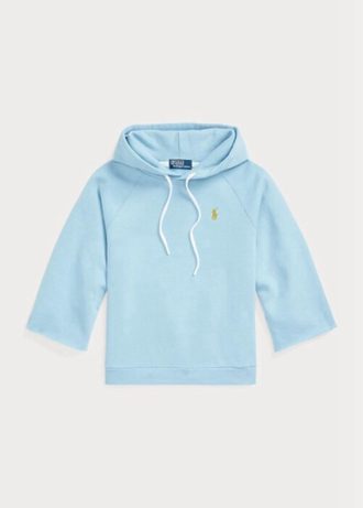 Moletom com capuz Ralph Lauren azul feminino com punho cortado