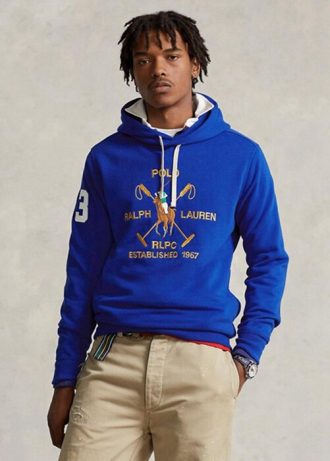 Moletom com capuz Ralph Lauren Big Polo Crest Fleece azul masculino