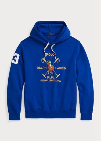 Moletom com capuz Ralph Lauren Big Polo Crest Fleece azul masculino