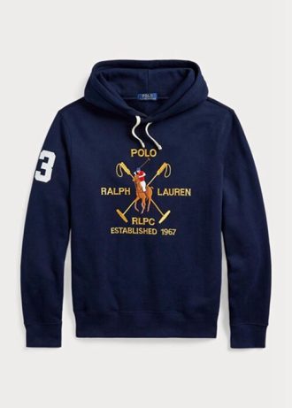 Moletom com capuz Ralph Lauren Big Polo Crest Fleece masculino azul marinho
