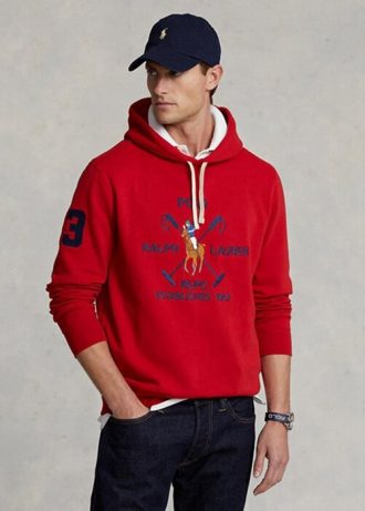 Moletom com capuz Ralph Lauren Big Polo Crest Fleece masculino vermelho