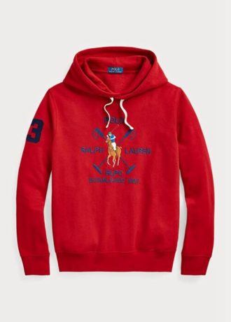 Moletom com capuz Ralph Lauren Big Polo Crest Fleece masculino vermelho