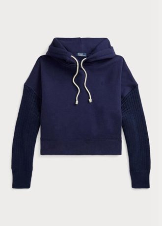 Moletom com capuz Ralph Lauren Boxy Fit Hybrid com manga comprida e ajuste folgado, azul marinho, feminino