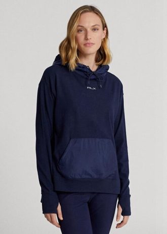 Moletom com capuz Ralph Lauren GolfLogo Hybrid Jersey feminino azul marinho