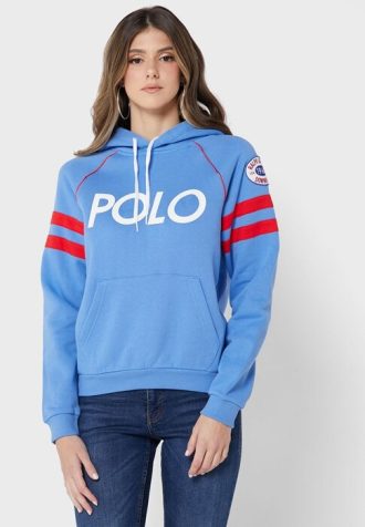 Moletom com capuz Ralph Lauren Graphic Knit Feminino Azul