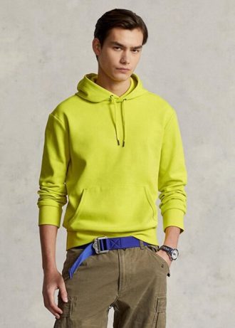Moletom com capuz Ralph Lauren masculino amarelo de malha dupla