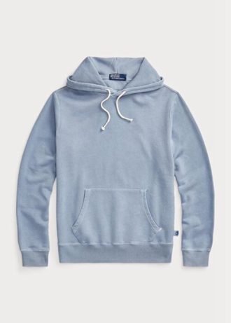 Moletom com capuz Ralph Lauren masculino azul de lã de algodão orgânico