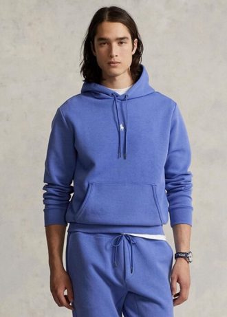 Moletom com capuz Ralph Lauren masculino azul de malha dupla