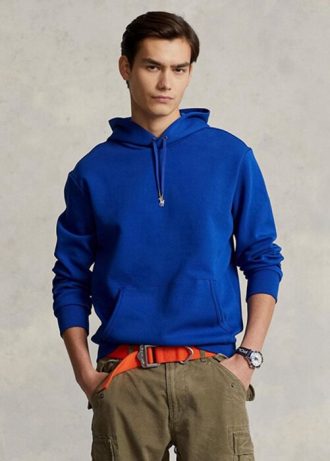 Moletom com capuz Ralph Lauren masculino azul de malha dupla
