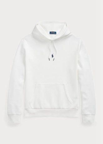 Moletom com capuz Ralph Lauren masculino branco de malha dupla