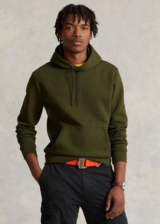 Moletom com capuz Ralph Lauren masculino de malha dupla verde oliva