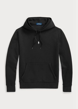 Moletom com capuz Ralph Lauren masculino preto de malha dupla