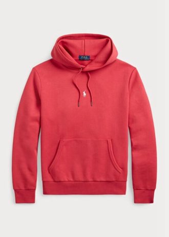 Moletom com capuz Ralph Lauren masculino vermelho de malha dupla