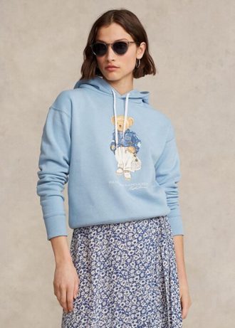 Moletom com capuz Ralph Lauren Polo Bear Fleece azul feminino