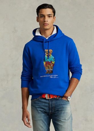 Moletom com capuz Ralph Lauren Polo Bear Fleece azul masculino