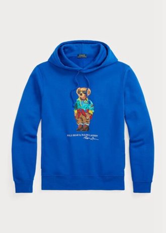 Moletom com capuz Ralph Lauren Polo Bear Fleece azul masculino