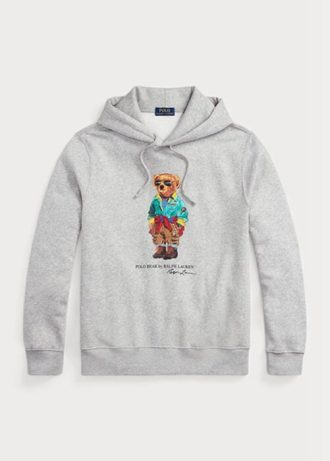 Moletom com capuz Ralph Lauren Polo Bear Fleece cinza masculino