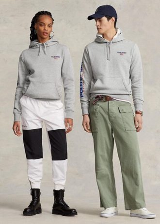 Moletom com capuz Ralph Lauren Polo Sport Fleece cinza masculino