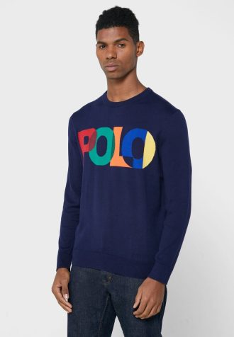 Moletom com logotipo Ralph Lauren masculino azul marinho