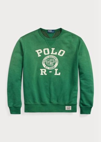 Moletom masculino verde com logotipo Ralph Lauren e lã