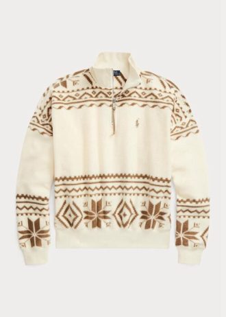 Moletom Ralph Lauren feminino bege com estampa Fair Isle e estampa tonal
