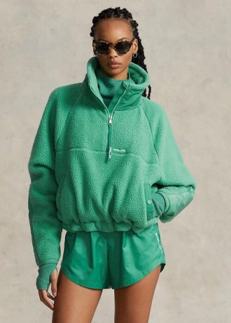 Moletom Ralph Lauren feminino verde com acabamento ripstop e lã de pelo alto