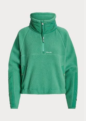 Moletom Ralph Lauren feminino verde com acabamento ripstop e lã de pelo alto
