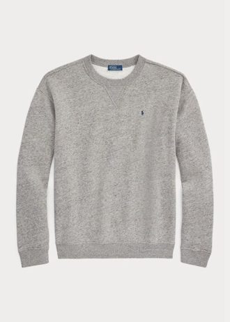 Moletom Ralph Lauren Fleece Gola Redonda Feminino Cinza Escuro