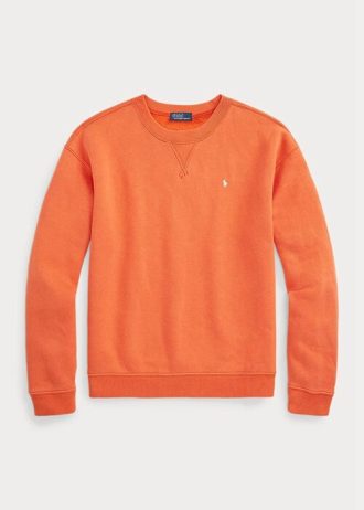 Moletom Ralph Lauren Fleece Gola Redonda Feminino Laranja