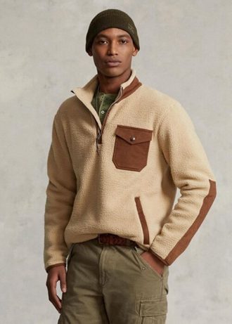 Moletom Ralph Lauren Hybrid Masculino Marrom com Zíper de 1/4