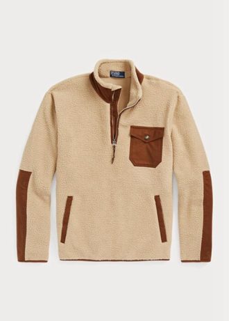 Moletom Ralph Lauren Hybrid Masculino Marrom com Zíper de 1/4