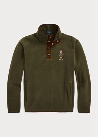 Moletom Ralph Lauren Polo Bear Fleece Escovado Masculino Verde Oliva
