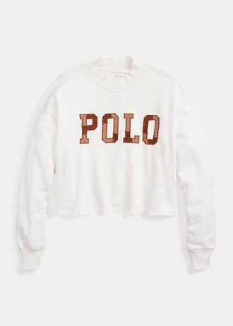 Moletons de algodão com gola alta e logotipo Ralph Lauren femininos brancos