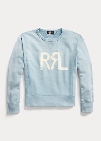 Moletons de gola redonda com logotipo Ralph Lauren French Terry azul feminino