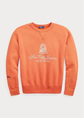 Moletons de lã com estampa de logotipo Ralph Lauren femininos laranja
