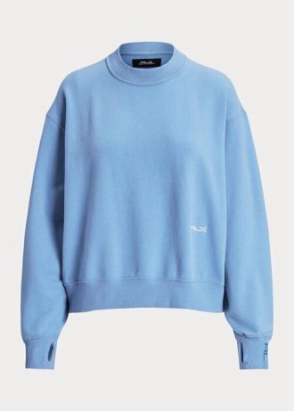 Moletons de lã Ralph Lauren com gola redonda azul femininos