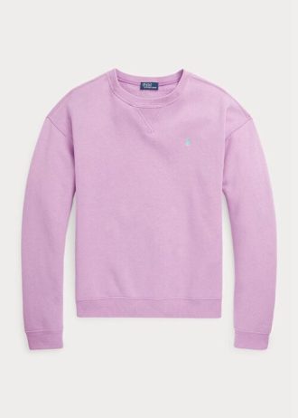 Moletons de lã Ralph Lauren com gola redonda roxos para mulheres