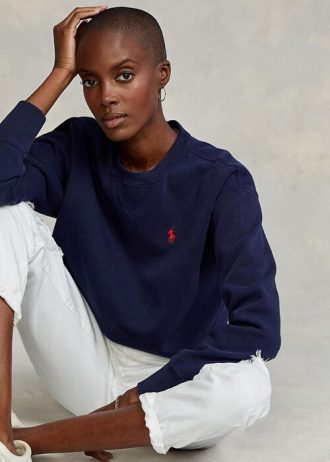 Moletons de lã Ralph Lauren femininos azul-marinho