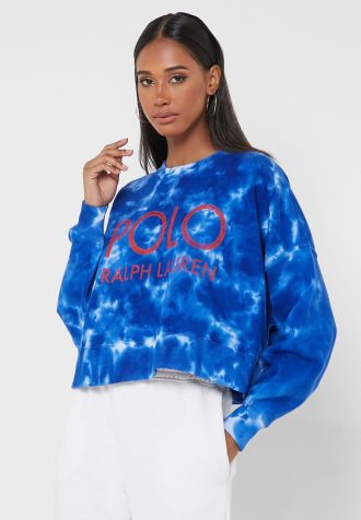Moletons de malha com gola redonda Ralph Lauren femininos azuis
