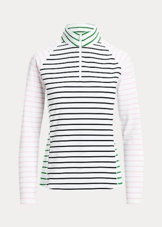 Moletons de malha elástica listrada Ralph Lauren femininos, branco/marinho/rosa