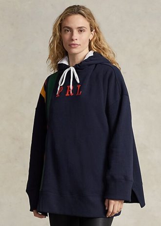 Moletons femininos Ralph Lauren com listras de lã e logotipo azul-marinho
