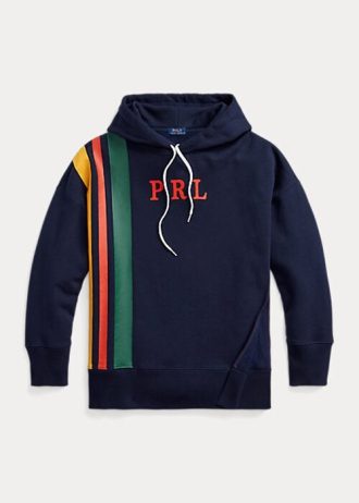 Moletons femininos Ralph Lauren com listras de lã e logotipo azul-marinho