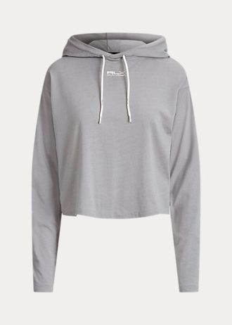 Moletons femininos Ralph Lauren Cropped de algodão em jersey cinza