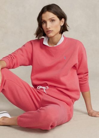 Moletons femininos Ralph Lauren Fleece com gola redonda