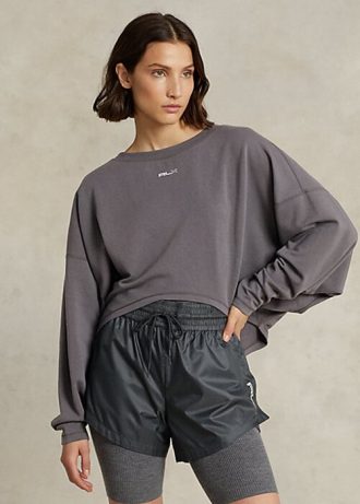 Moletons femininos Ralph Lauren oversize de lã elástica cinza escuro