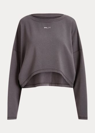 Moletons femininos Ralph Lauren oversize de lã elástica cinza escuro