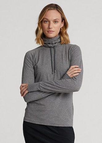 Moletons Ralph Lauren com gola funil cinza escuro feminino