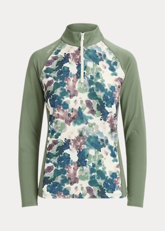 Moletons Ralph Lauren Jersey com zíper de um quarto para mulheres verdes