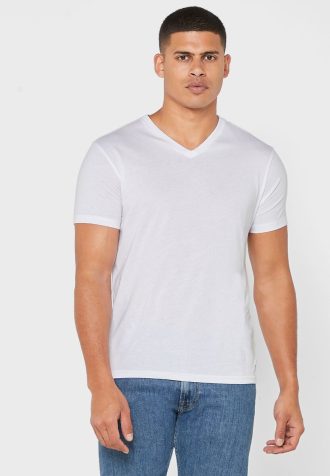 Pacote com 2 camisetas Ralph Lauren Essentials com decote em V para homens