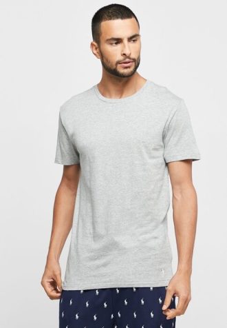 Pacote com 3 camisetas Ralph Lauren masculinas cinza sortidas com gola redonda